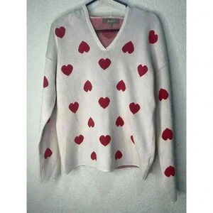 marled reunited clothing ladies hearts hoodie sweater size medium